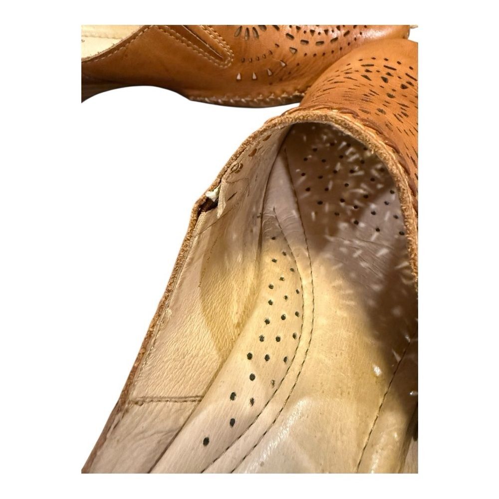 Pikolinos Leather Mule Clogs Brown Perforated Heeled Slip On EU 38 - Picture 6 of 11